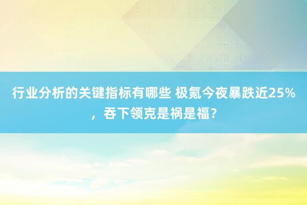 行业分析的关键指标有哪些 极氪今夜暴跌近25%，吞下领克是祸是福？