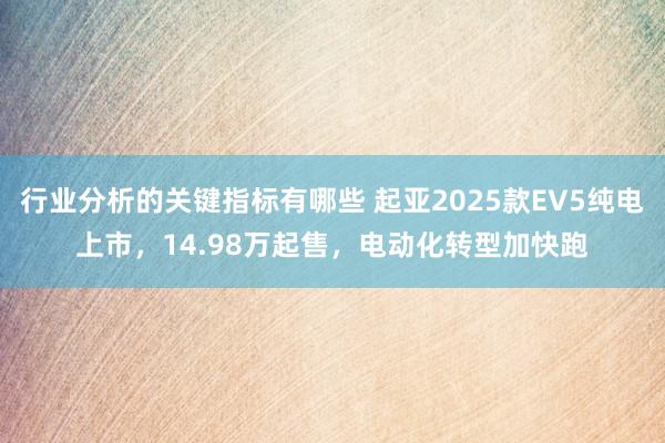 行业分析的关键指标有哪些 起亚2025款EV5纯电上市，14.98万起售，电动化转型加快跑