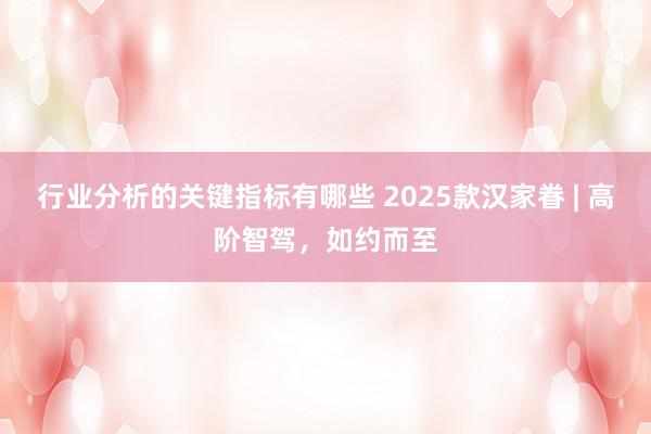 行业分析的关键指标有哪些 2025款汉家眷 | 高阶智驾，如约而至