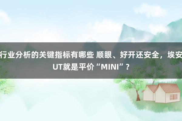 行业分析的关键指标有哪些 顺眼、好开还安全，埃安UT就是平价“MINI”？