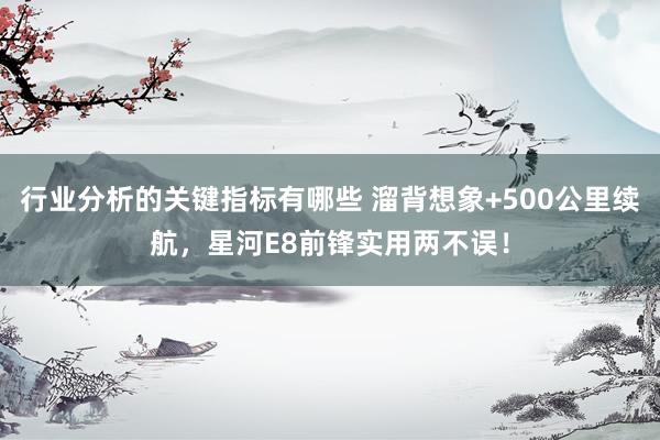 行业分析的关键指标有哪些 溜背想象+500公里续航，星河E8前锋实用两不误！