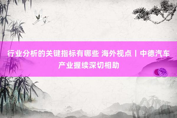 行业分析的关键指标有哪些 海外视点丨中德汽车产业握续深切相助