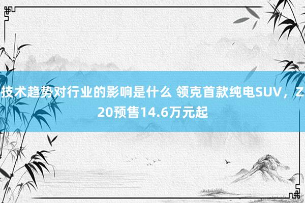 技术趋势对行业的影响是什么 领克首款纯电SUV，Z20预售14.6万元起