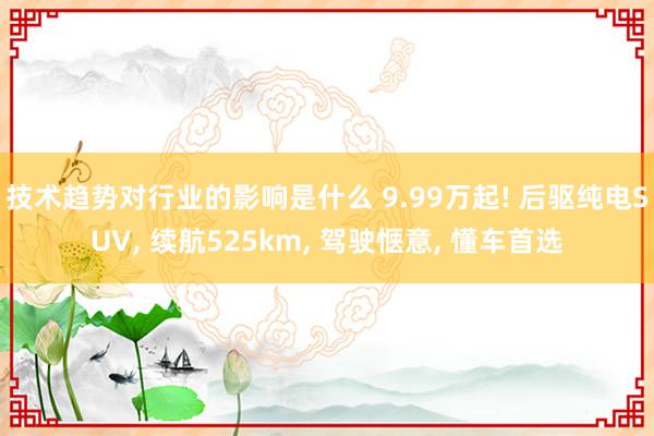 技术趋势对行业的影响是什么 9.99万起! 后驱纯电SUV, 续航525km, 驾驶惬意, 懂车首选