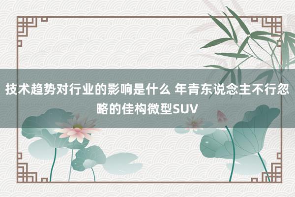 技术趋势对行业的影响是什么 年青东说念主不行忽略的佳构微型SUV