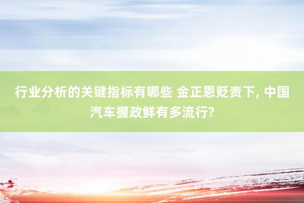 行业分析的关键指标有哪些 金正恩贬责下, 中国汽车握政鲜有多流行?