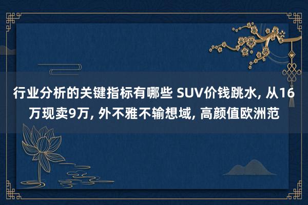 行业分析的关键指标有哪些 SUV价钱跳水, 从16万现卖9万, 外不雅不输想域, 高颜值欧洲范