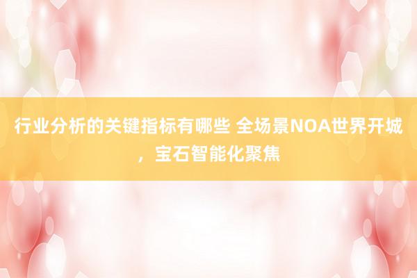 行业分析的关键指标有哪些 全场景NOA世界开城，宝石智能化聚焦