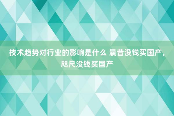 技术趋势对行业的影响是什么 曩昔没钱买国产，咫尺没钱买国产