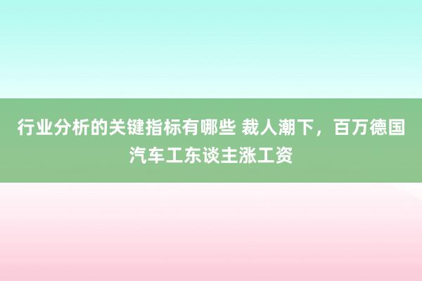 行业分析的关键指标有哪些 裁人潮下，百万德国汽车工东谈主涨工资