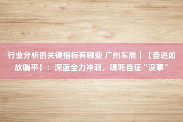 行业分析的关键指标有哪些 广州车展｜【奋进如故躺平】：深蓝全力冲刺，哪吒自证“没事”