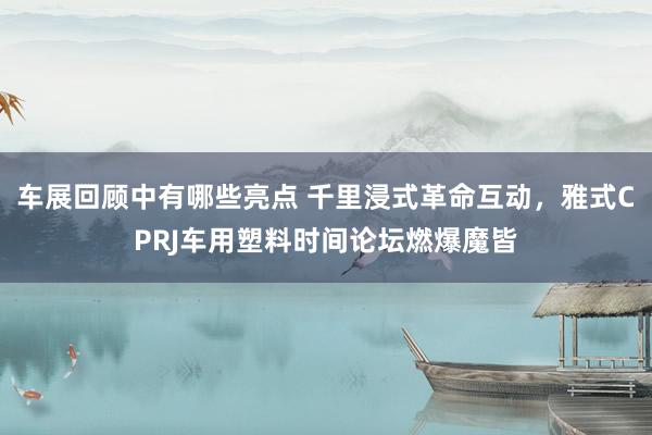 车展回顾中有哪些亮点 千里浸式革命互动，雅式CPRJ车用塑料时间论坛燃爆魔皆