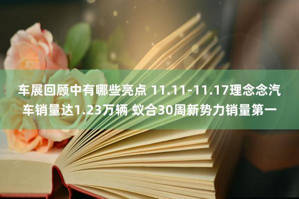 车展回顾中有哪些亮点 11.11-11.17理念念汽车销量达1.23万辆 蚁合30周新势力销量第一