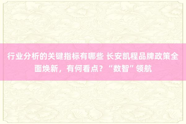 行业分析的关键指标有哪些 长安凯程品牌政策全面焕新，有何看点？“数智”领航