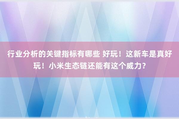 行业分析的关键指标有哪些 好玩！这新车是真好玩！小米生态链还能有这个威力？